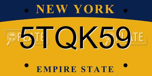 5TQK59 New York License Plate