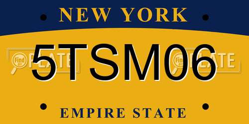 5TSM06 New York License Plate