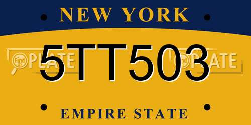 5TT503 New York License Plate