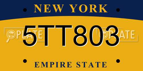 5TT803 New York License Plate