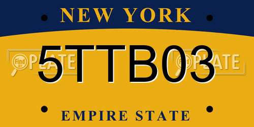 5TTB03 New York License Plate
