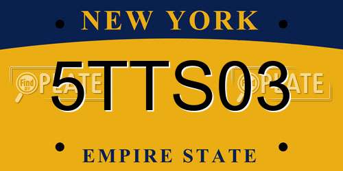5TTS03 New York License Plate