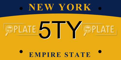 5TY New York License Plate