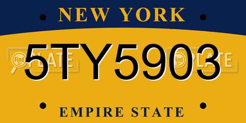 5TY5903 New York License Plate