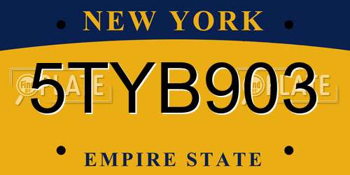 5TYB903 New York License Plate