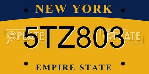 5TZ803 New York License Plate