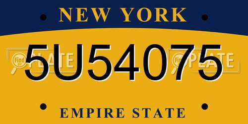 5U54075 New York License Plate