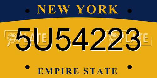 5U54223 New York License Plate