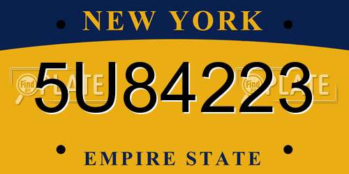 5U84223 New York License Plate