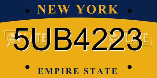 5UB4223 New York License Plate