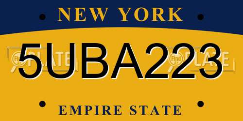 5UBA223 New York License Plate