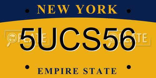 5UCS56 New York License Plate