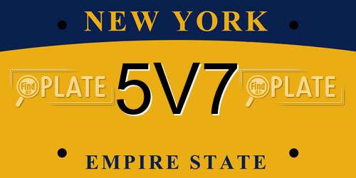 5V7 New York License Plate
