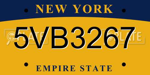 5VB3267 New York License Plate