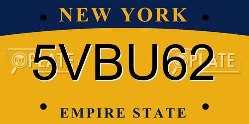 5VBU62 New York License Plate