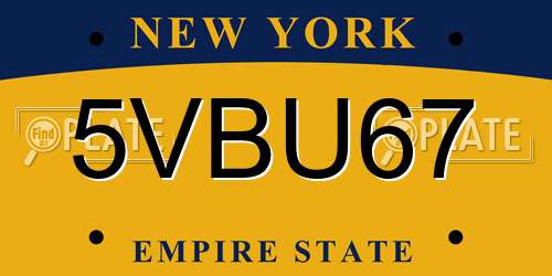 5VBU67 New York License Plate