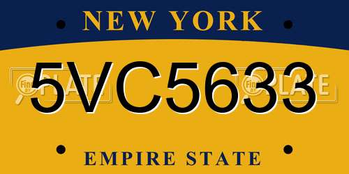5VC5633 New York License Plate