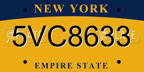 5VC8633 New York License Plate