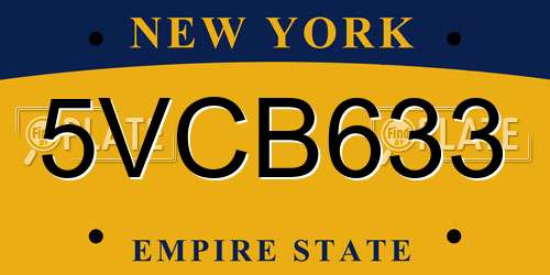 5VCB633 New York License Plate