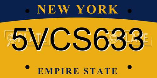 5VCS633 New York License Plate