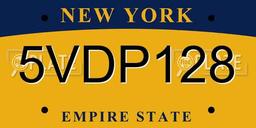 5VDP128 New York License Plate