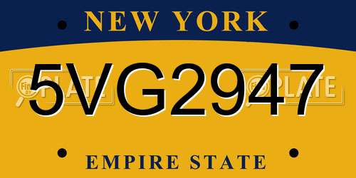 5VG2947 New York License Plate