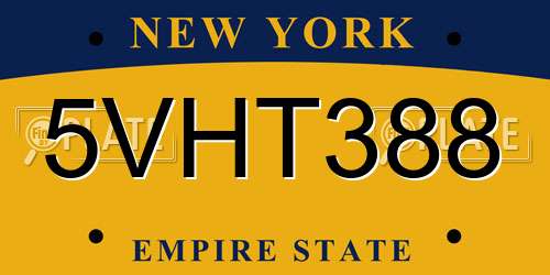 5VHT388 New York License Plate