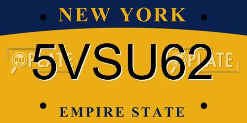 5VSU62 New York License Plate