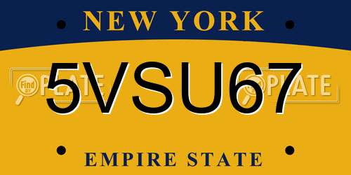5VSU67 New York License Plate