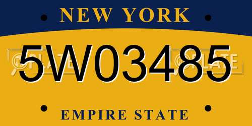 5W03485 New York License Plate