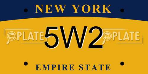 5W2 New York License Plate