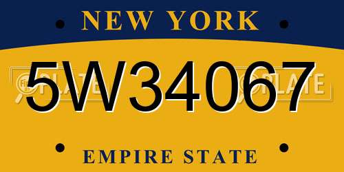 5W34067 New York License Plate