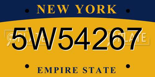 5W54267 New York License Plate