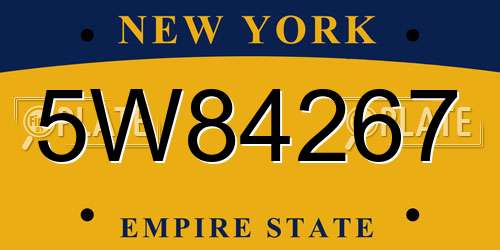 5W84267 New York License Plate