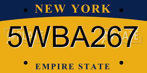 5WBA267 New York License Plate