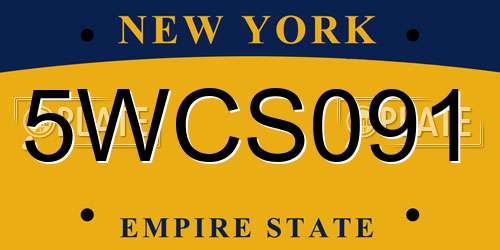 5WCS091 New York License Plate