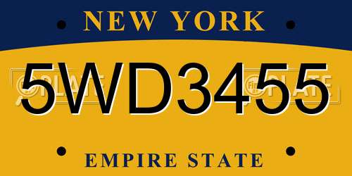 5WD3455 New York License Plate