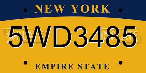 5WD3485 New York License Plate