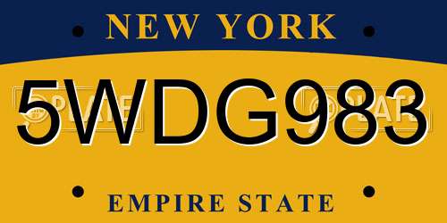 5WDG983 New York License Plate
