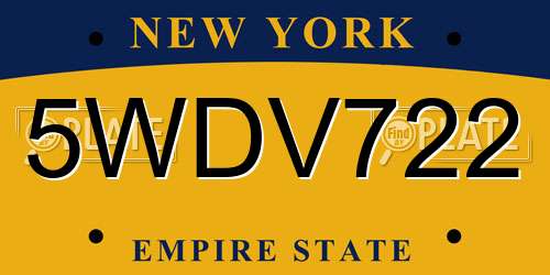 5WDV722 New York License Plate