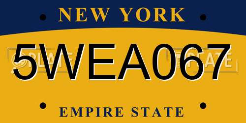 5WEA067 New York License Plate