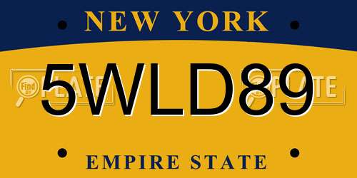5WLD89 New York License Plate