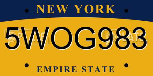 5WOG983 New York License Plate