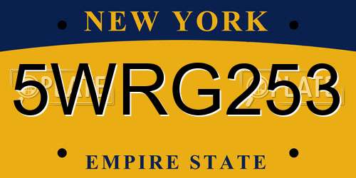 5WRG253 New York License Plate