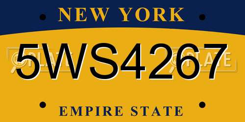 5WS4267 New York License Plate