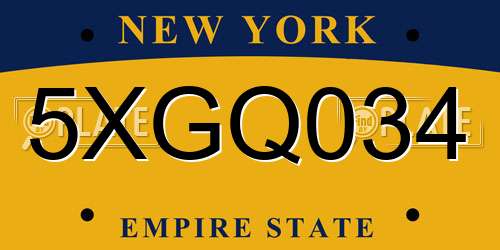 5XGQ034 New York License Plate