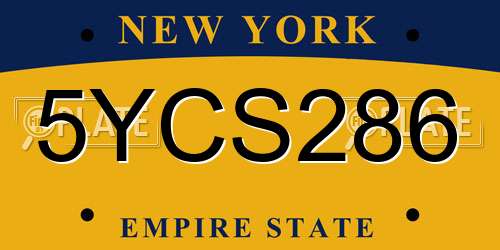 5YCS286 New York License Plate