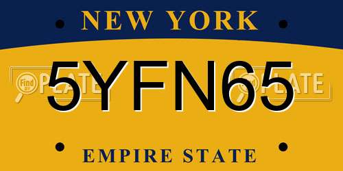 5YFN65 New York License Plate
