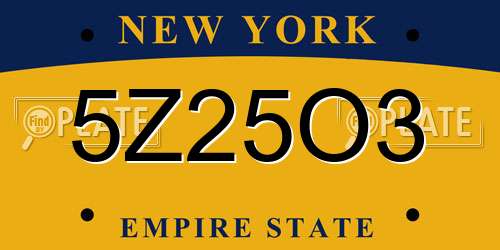 5Z25O3 New York License Plate