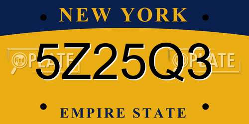 5Z25Q3 New York License Plate